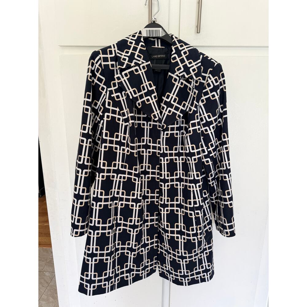 Lane Bryant Women's Size 16 Light Weight Coat Blue White Geometric Jacket